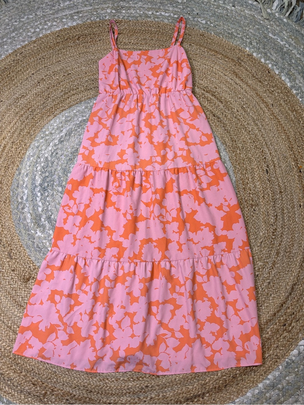 Social Standard Pink & Orange Floral Tiered Sundress with Adjustable Straps
